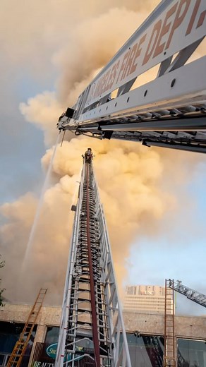 5.9K views · 138 reactions | Most LAFD aerial ladders are mounted 6 feet above grade, and extend 94 feet, for a total of 100 feet. (The newest ones can reach to 105 feet!). The nozzle on the ladder pipe can flow 1000 gallons per minute to help quench a raging fire. | Los Angeles Fire Department | Facebook
