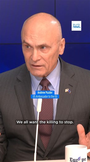 US Ambassador to the EU Andrew Puzder, on #EuropeToday: “We all want the killing to stop in Ukraine. I don’t want to make a comment that might damage the negotiations leading to that peace.” Watch the full interview on Euronews: ➡️ [SHORTLINK] | Euronews English