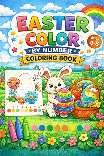 Easter Color by Number Coloring Book for Kids | Christian Easter Activity Book | Preschool Homeschool | Comb Bound Coloring Book Gift - Etsy