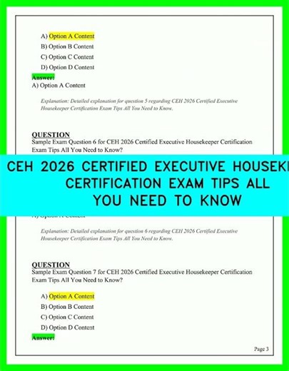 CEH 2026 CERTIFIED EXECUTIVE HOUSEKEEPER CERTIFICATION EXAM TIPS ALL YOU NEED TO KNOW VIDEO GUIDE!
