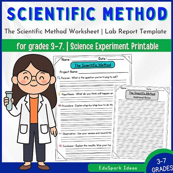 The Scientific Method Worksheet | Lab Report Template | Science Experiment Print