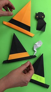 2.1K views · 27 reactions | Love that you can use this easy Witch Hat origami in so many ways - doodle decorations, garlands, accessories for other crafts and a game of “who is hiding “! Cute! And bonus: great for fine motor skills too!! https://www.redtedart.com/easy-witch-hat-origami-for-halloween/ | Red Ted Art | Facebook