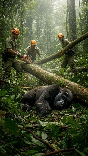 Rangers Rescue Gorilla Crushed by a Fallen Tree