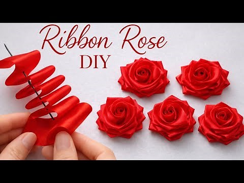 DIY Ribbon Flowers / How to make ribbon flowers / Easy making with needle / Amazing Ribbon Tricks