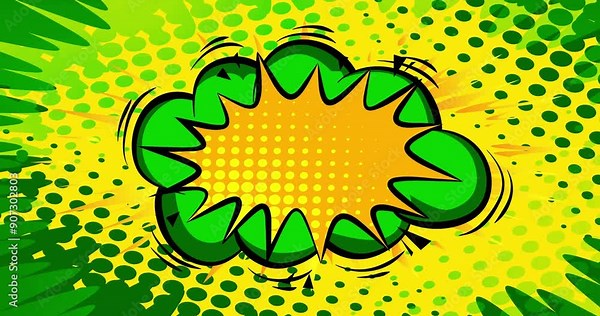 Green and Yellow cartoon background animation, comic book backdrop video. Retro vector comics pop art design. Stock Video