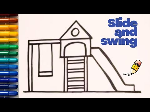 How to draw a playground slide and swing//cute playground drawing//draw cute slide and swing