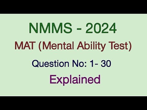 NMMS 2024 | MAT (03.02.2024) | Q no 1 - 30 | Answers with Explanation