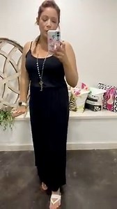 1.2K views · 15 reactions | TAKE THIS TO THE MAX-I A solid, sleeveless maxi dress in a relaxed fit, with a scoop neck, open back, cinched waist, and pleats. Fits true to size - Carolyn is wearing a small Fabric Rayon Spandex Available in S, M, L, XL, 2XL, 3XL for only $33.00! To order: Comment Sold, Size, Color (Black) Style #16333 | Emma Lous Boutique | Facebook