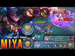 22 Kills + MANIAC!! Monster Gold Lane Miya Brutal Critical Damage!! - Build Top 1 Global Miya ~ MLBB