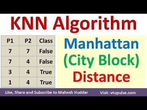 7 KNN | K Nearest Neighbour Algorithm | Manhattan City Block Distance Example by Vidya Mahesh Huddar