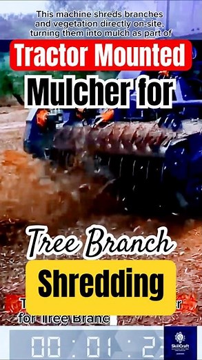 Tractor-Mounted Mulcher for Tree Branch Shredding and Land Clearing