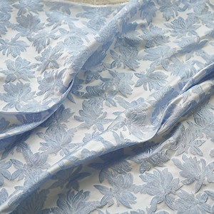 Light Blue Floral Jacquard Fabric: 3D Vintage Style, 63" Wide - Etsy