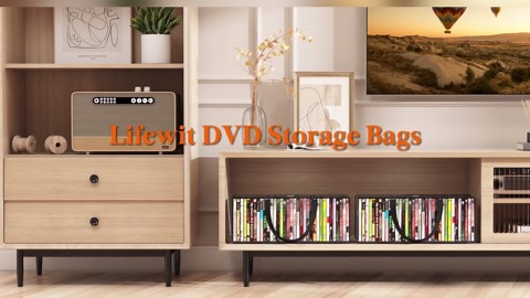Lifewit DVD Storage Bags, Clear PVC DVD Case Holder with Handles, Front Window Zipper Design, Stackable Media Organizer for Blu Ray Disc, Movie Cases, VHS Box, Hold 210 Pcs DVDs (35 Each), 6 Pack