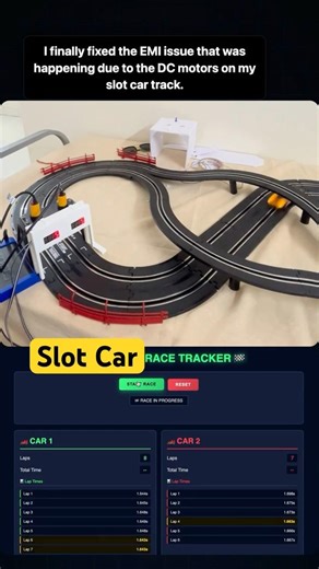 How I Fixed EMI on My Slot Car Track (DC Motor Noise Solution)#esp32 #arduinoiot #slotcar #ytshorts