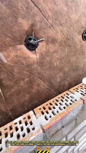Filling Brick Holes with Dry Cement Powder for Added Strength #dailywork