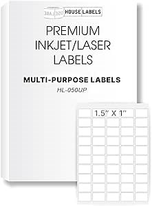 Amazon.com : HOUSELABELS 50-up Multipurpose Labels (1-1/2" x 1") for Laser and Inkjet Printers, 50 Sheets : Office Products