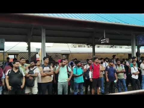 Huge crowd at railway station.