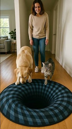 Dog & Cat vs The Vortex Rug 😱 Who Dares Step First?