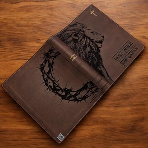 Personalized NIV Journal Bible: Engraved Lion & Crown of Thorns, Lined Wide Margins - Etsy