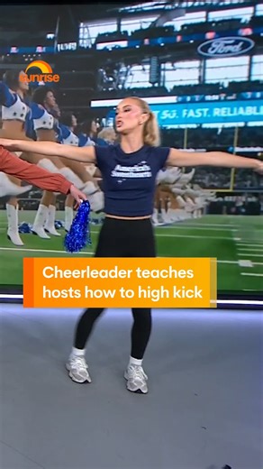 Our very own Dallas Cowboys cheerleader Faith Ward teaches Nat and Shirvo how to high kick amongst other cheerleader skills. @flexi_faith Catch Sunrise from 0530am l Catch up on @7plus | Sunrise