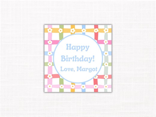 Personalized Birthday Gift Tag, Girly Confetti, Canva Template (instant Download) - Etsy