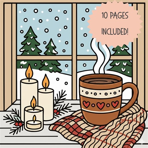 Cozy Winter Hygge Coloring Book Printable – Relaxing Aesthetic Coloring Pages, Cozy Home Scenes, Digital Coloring Book PDF, 10 Pages - Etsy Canada