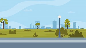 Animation City Park with Road and Nature Elements