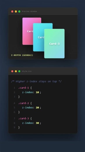 CSS Z-Index Explained in 10 Seconds! ⚡️#html #css #cssanimation #csstricks