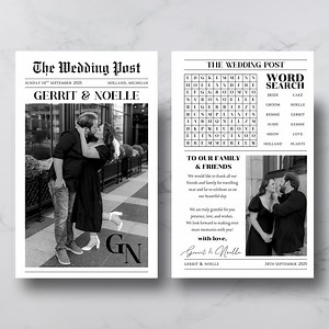 Newspaper Wedding Program Template, Editable Wedding Newspaper Program, Double Sided Wedding Program, Wedding Newspaper Canva Edit - Etsy