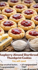 4.4K views · 35 reactions | Raspberry Almond Shortbread Thumbprint Cookies | Save all Recipes | Facebook