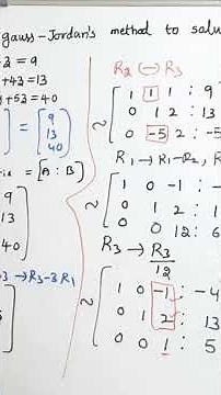 M1 JNTUH M1 R22 Gauss Jordan s Method solving system of equations Gauss Jordan s in T 021