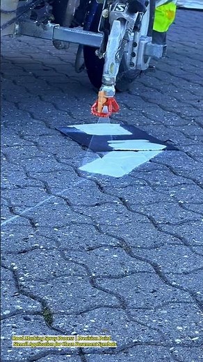 Road Marking Spray Process | Precision Paint Stencil Application for Clean Pavement Symbols