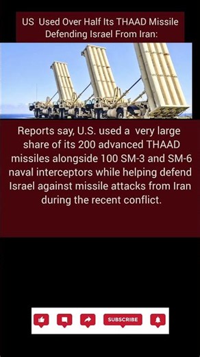 US Used Over Half Its THAAD Missile Defending Israel From Iran