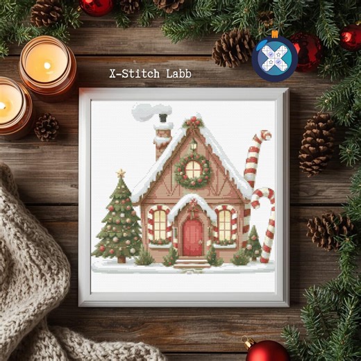 Christmas House Cross-stitch Pattern - Festive DIY Decor - Etsy