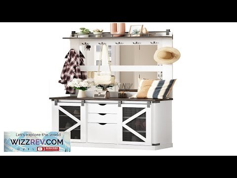 Garvee Hall Tree Coat Rack With Shoe Cubbies & 7 Coat Hooks and 3