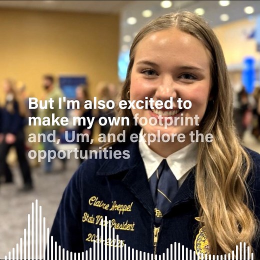 “I’m so thankful and honored to represent that wonderful state I call home.” 💙 Nebraska’s own Claire Woeppel reflects on what it means to represent Chambers, Nebraska, and serve as a National FFA Officer — the first from our state since 2012! 🌽 🎥 Hear her full interview in our continuing coverage from the 98th National FFA Convention & Expo, presented by the Nebraska FFA Foundation and the College of Agricultural Sciences and Natural Resources at the University of Nebraska–Lincoln. #FFA25 #Ne