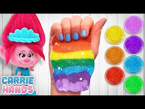Trolls Poppy & Branch Make Super Fun DIY Rainbow Slime With Glitter | Craft Videos For Kids