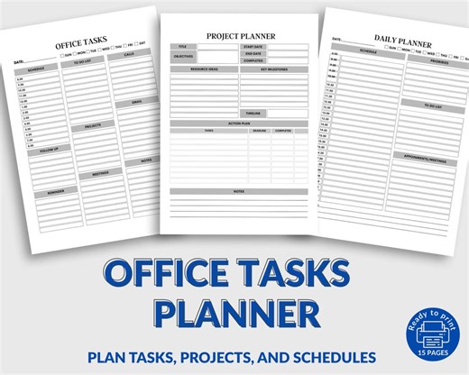 Office Task Planner Printable, Work Log and Task List, Daily, Weekly, Monthly Office Organizer PDF - Etsy UK