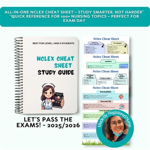 NCLEX Cheat Sheet Bundle 2025-26: 100  Nursing Study Guide (digital Download) - Etsy