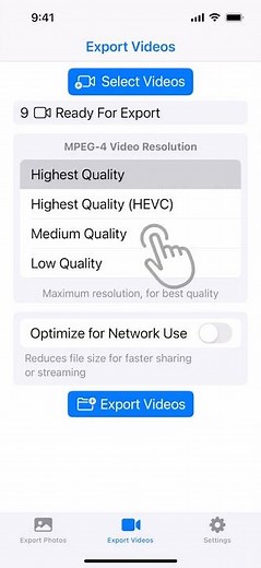 Convert your iPhone movies to MP4 with Photo Export