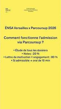 Comment se déroule l'admission via Parcoursup à l'ENSA Versailles ?