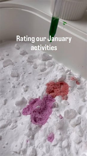 Megan⎢Learn to do More with Less on Instagram: "Rating our January activities… we had such a fun month! I would’ve rated all of them 4.5 or 5 but I tried to be very critical for research. 🤣 Here are my thoughts! ⬇️ Fizzy Play: 4⭐️ - Fun science experiment - Lasted 42 minutes! - A little smelly Lava Lamp: 5⭐️ - So much fun (with a wow factor!) - 36 minutes of play! - Easy set up Salt painting: 3.5⭐️ - Turned out cool - Didn’t last long - Fun but not something we’ll do over and over Black Beans: 