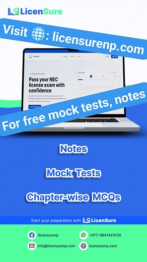 Stop the Scramble! 勞 Your entire NEC license prep is now simplified. You need Notes, Mock Tests, and Chapter-wise MCQs to pass with confidence. Get all three in one place with LicenSure. #licensurenepal #foryouシ #NECExam #electricalengineering #computerengineering | LicenSure | Facebook