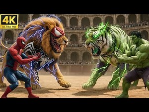 ⚔️ Legendary Spider Man Lion 🆚 Savage HULK Tiger | Arena Clash Animal Fight | Who Will Win?