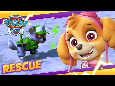 Moto Rocky and Skye Fix Adventure City’s Electricity! - PAW Patrol - Cartoon and Game Rescue Episode