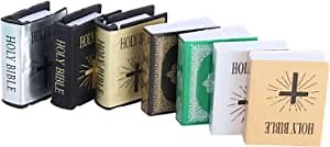 Miniature Bible, 1:12 Mini Doll House Pocket Furniture Book Accessories Bible Flip Book Miniature Toy Miniature Study Library Accessory(5 Holy Bible + 2 Quran)
