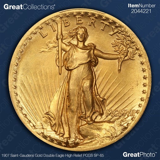 GreatCollections Coin Auctions | The 1907 High Relief Saint-Gaudens Double Eagle is among the most celebrated designs in American coinage, and true Specimen strikes are... | Instagram