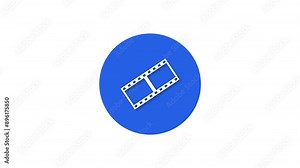 Negative file icon blue color simple shape circle animation white background