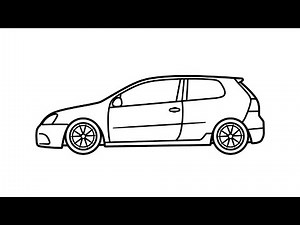 How to draw a VOLKSWAGEN GOLF MK5 easy / drawing volkswagen golf car from the side