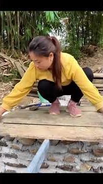 ‎Building a WOODEN Bridge Across the River for Farm Access‎